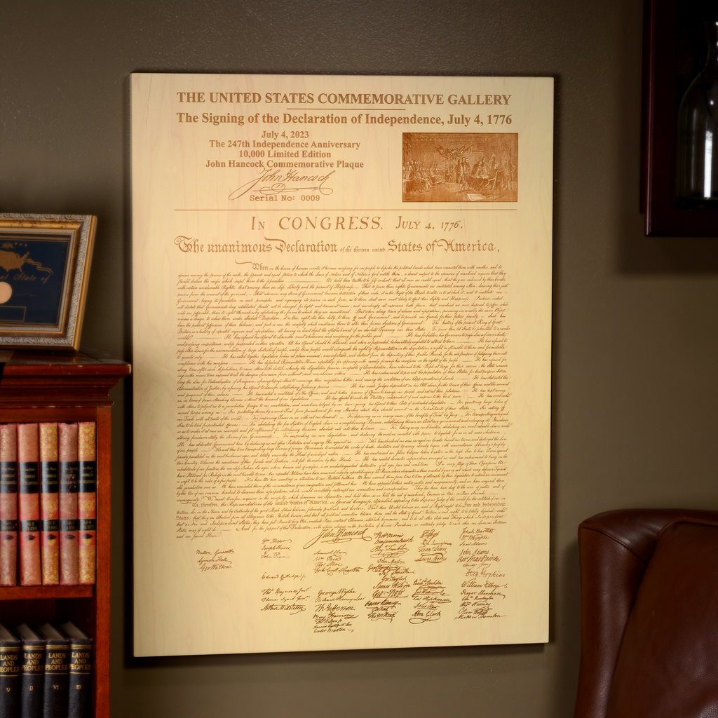 247th Anniversary Declaration of Independence Commemorative Plaque - John Hancock Limited Edition