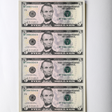 4 Uncut $5 Bills - Series 2009